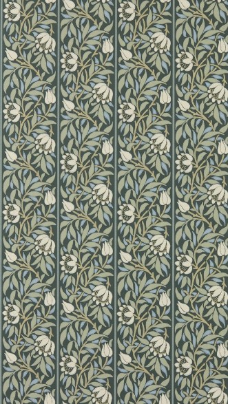 Peony Trellis Bayleaf/Slate - MUNW217571 wallpaper Morris & Co