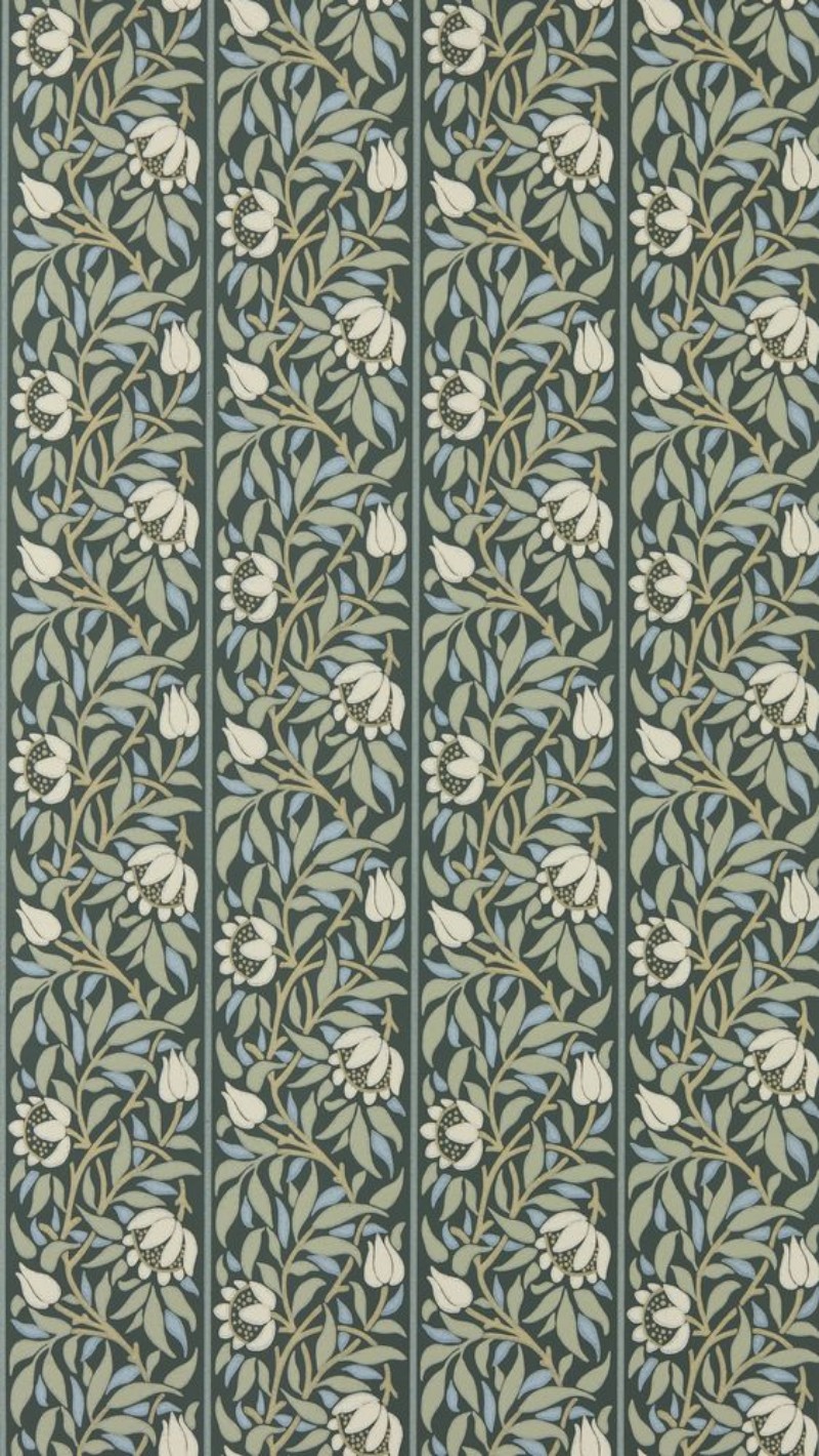 Peony Trellis Bayleaf/Slate - MUNW217571 wallpaper Morris & Co
