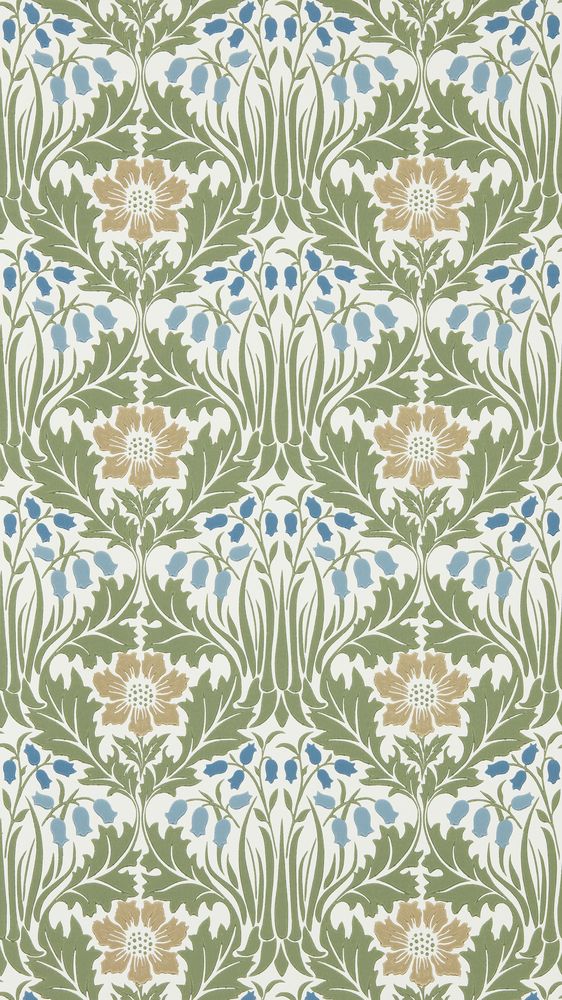 Woodbell & Anemone Woad/Nettle - MUNW217572 wallpaper Morris & Co