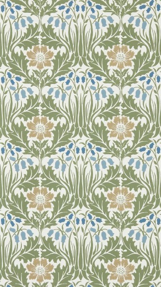 Woodbell & Anemone Woad/Nettle - MUNW217572 wallpaper Morris & Co