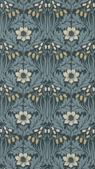 Woodbell & Anemone Indigo - MUNW217574 wallpaper Morris & Co