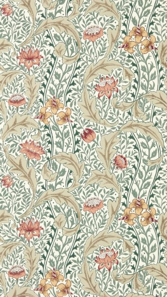 Wild Tulip & Vine Coral/Teal - MUNW217578 wallpaper Morris & Co