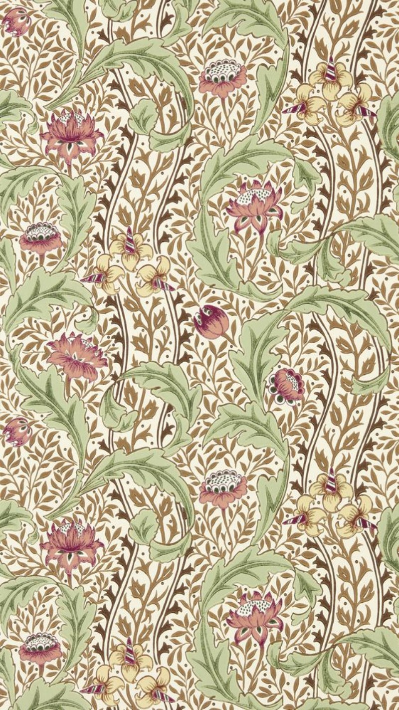 Wild Tulip & Vine Rose/Linen - MUNW217579 wallpaper Morris & Co