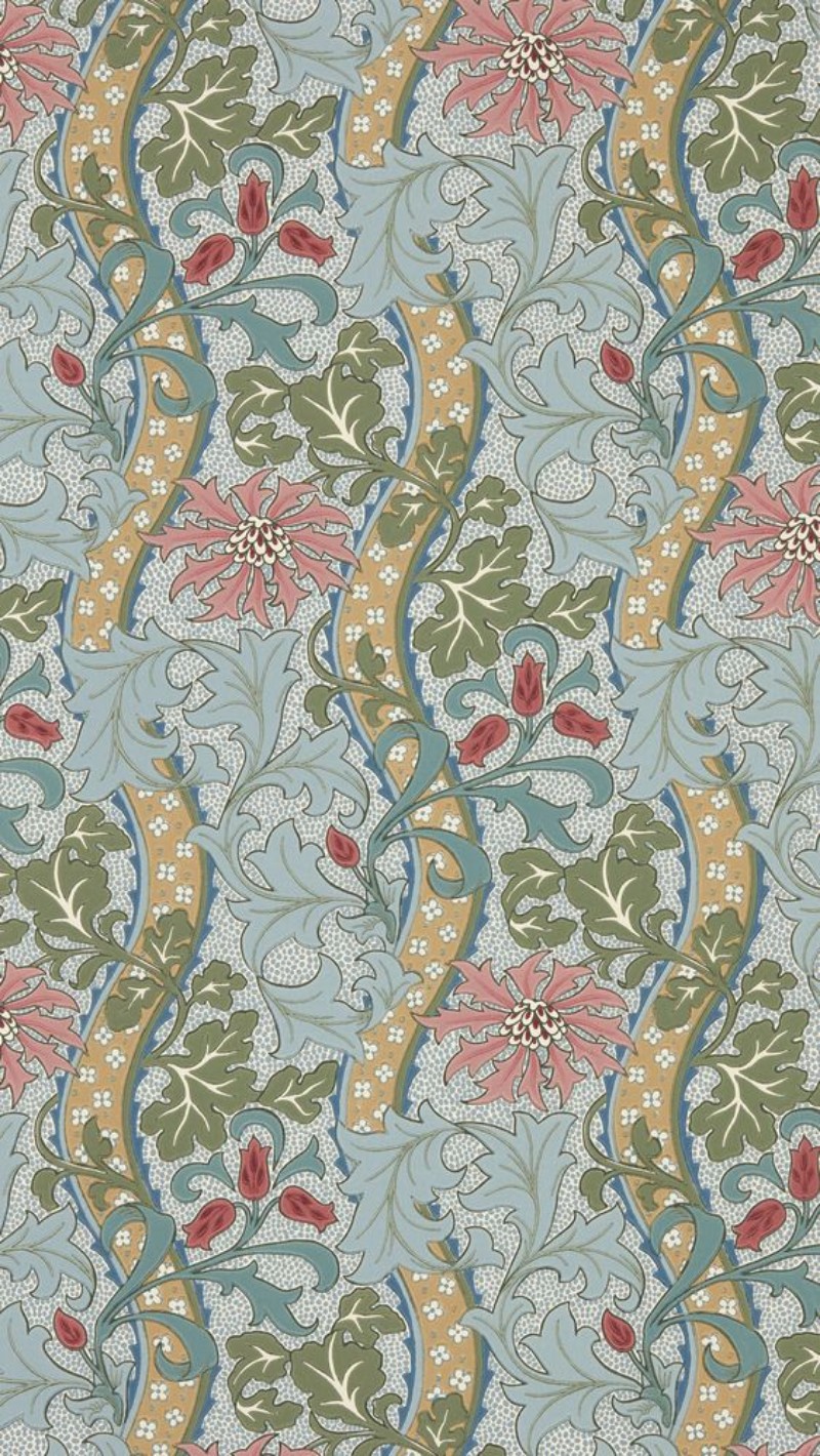 Cornflower Rose/Woad - MUNW217582 wallpaper Morris & Co