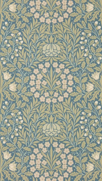 Daisy & Oak Powder Blue/Blush - MUNW217584 wallpaper Morris & Co