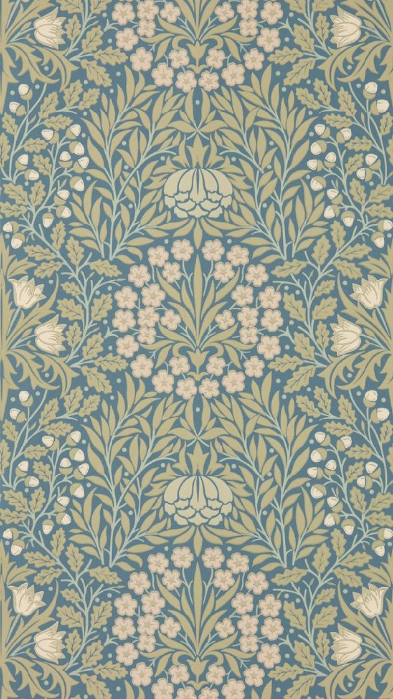 Daisy & Oak Powder Blue/Blush - MUNW217584 wallpaper Morris & Co