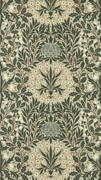 Daisy & Oak Sage/Forest - MUNW217585 wallpaper Morris & Co