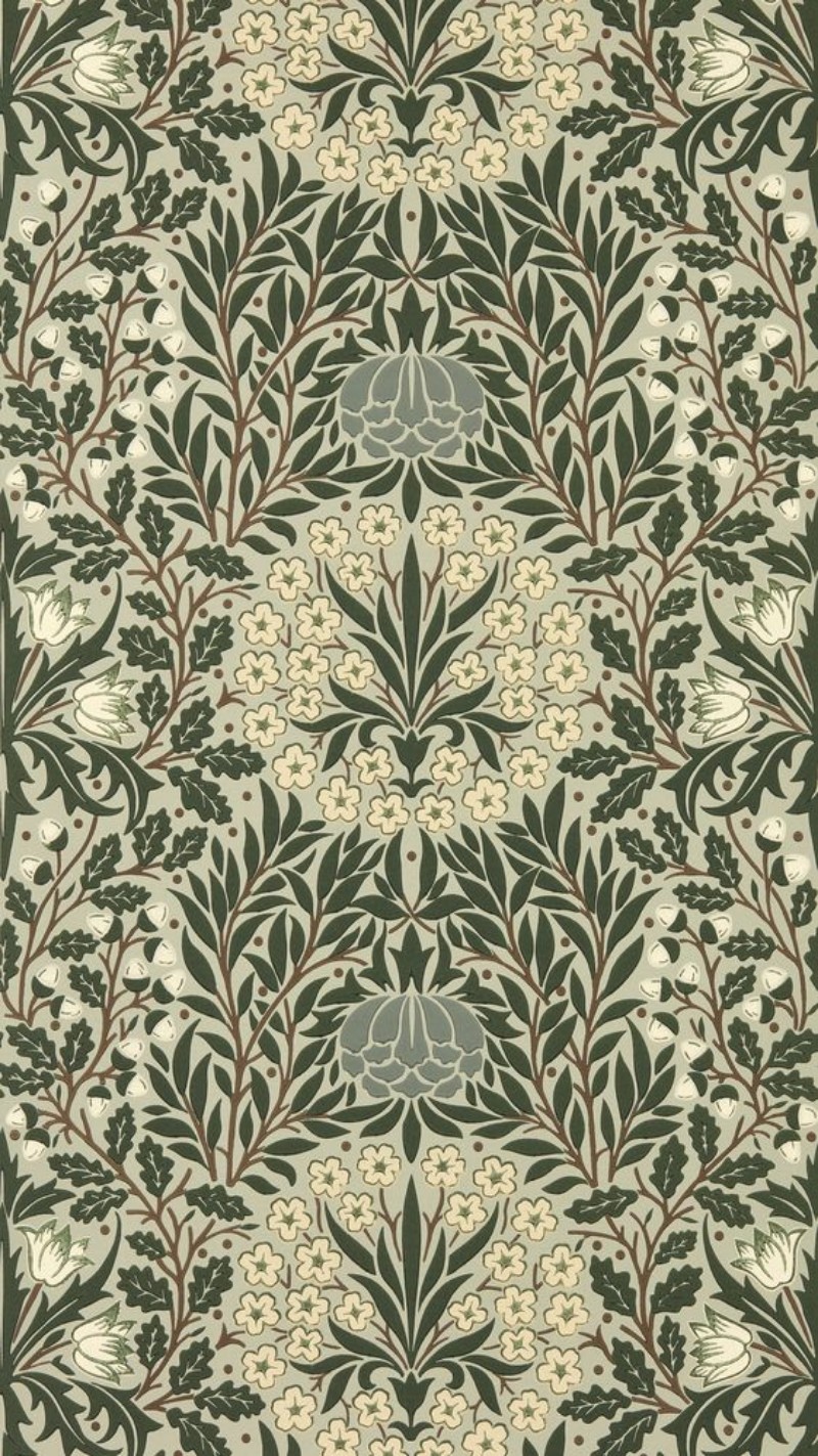 Daisy & Oak Sage/Forest - MUNW217585 wallpaper Morris & Co