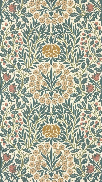 Daisy & Oak Madder/Teal - MUNW217586 wallpaper Morris & Co