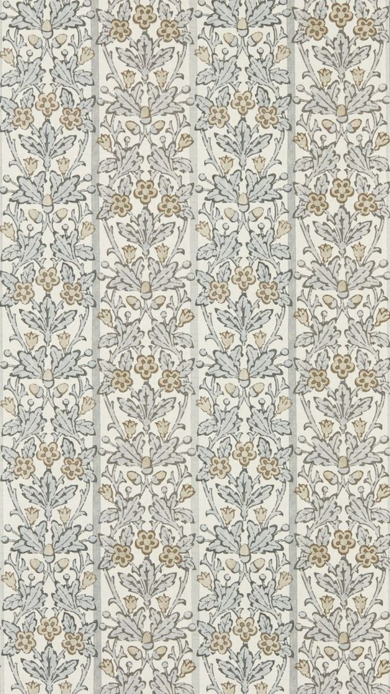 Oak & Blossom Mineral Blue/Linen - MUNW217591 wallpaper Morris & Co