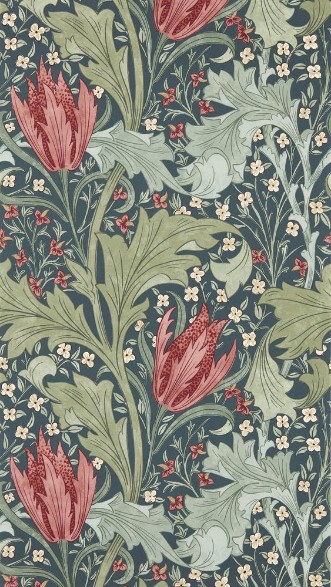 Lent Lily Indigo/Madder - MUNW217595 wallpaper Morris & Co