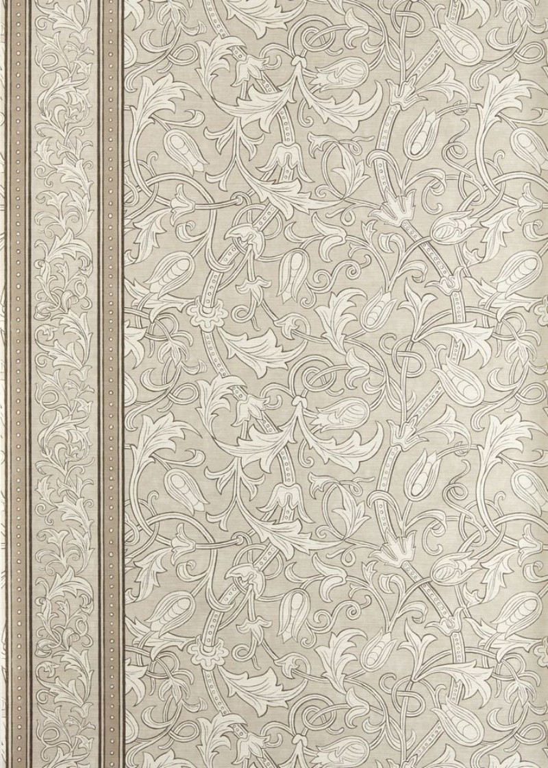 Etched Scrolling Tulip Parchment - MUNW217603 wallpaper Morris & Co