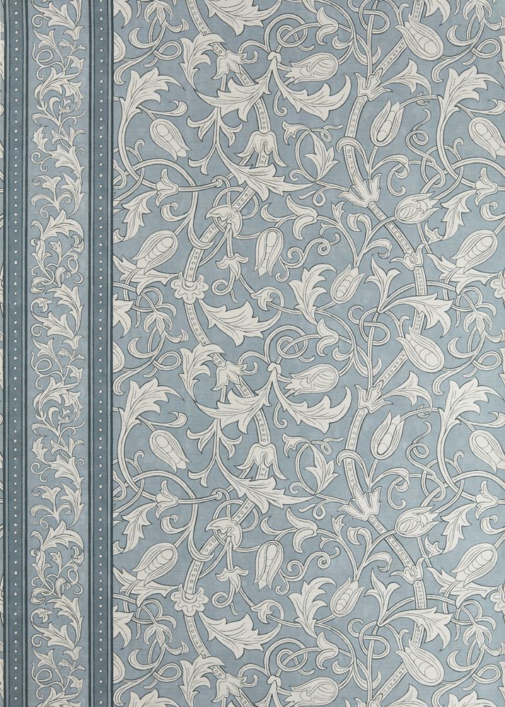 Etched Scrolling Tulip Faded Indigo - MUNW217604 wallpaper Morris & Co