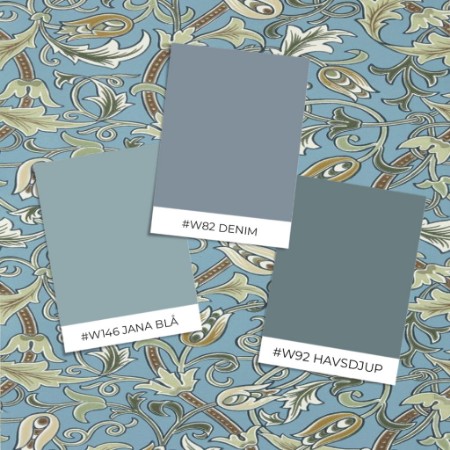 Scrolling Tulip Woad/Thyme - MUNW217565 wallpaper Morris & Co