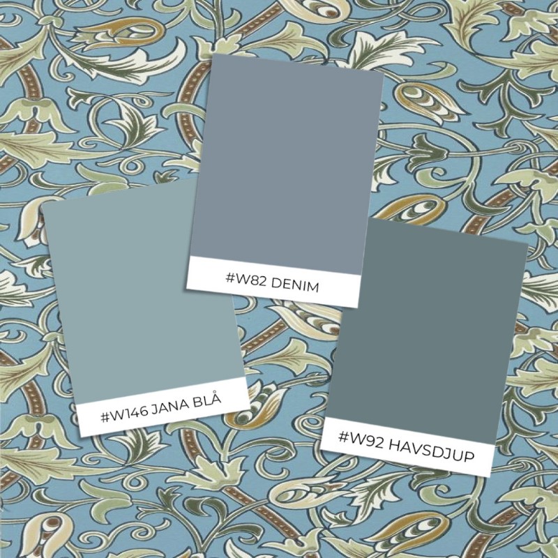 Scrolling Tulip Woad/Thyme - MUNW217565 wallpaper Morris & Co