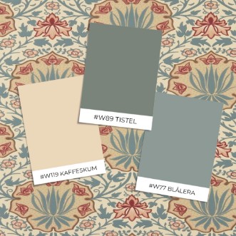 Iris & Rose Indigo/Crimson - MUNW217566 wallpaper Morris & Co