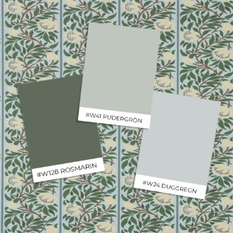 Peony Trellis Soft Blue/Nettle - MUNW217569 wallpaper Morris & Co