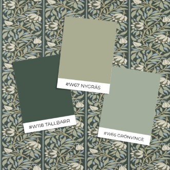 Peony Trellis Bayleaf/Slate - MUNW217571 wallpaper Morris & Co
