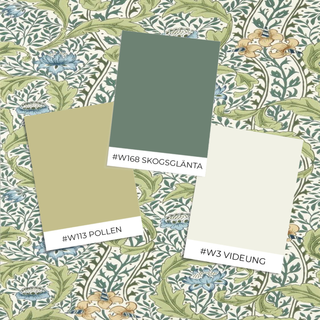 Wild Tulip & Vine Nettle/Woad - MUNW217577 wallpaper Morris & Co