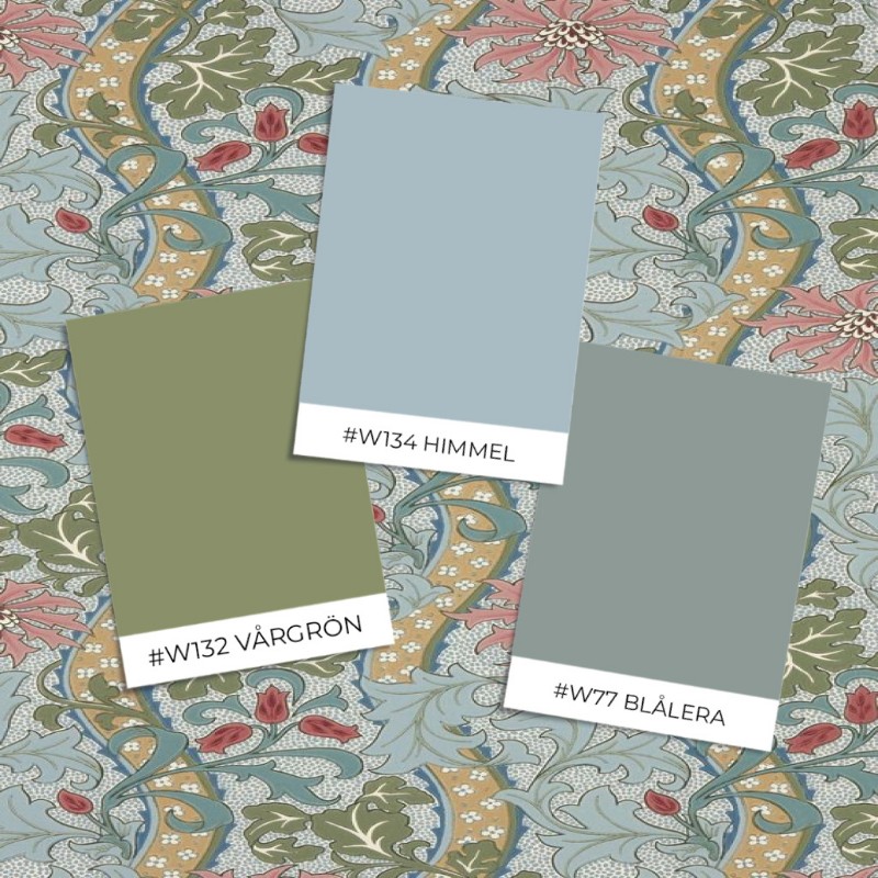Cornflower Rose/Woad - MUNW217582 wallpaper Morris & Co
