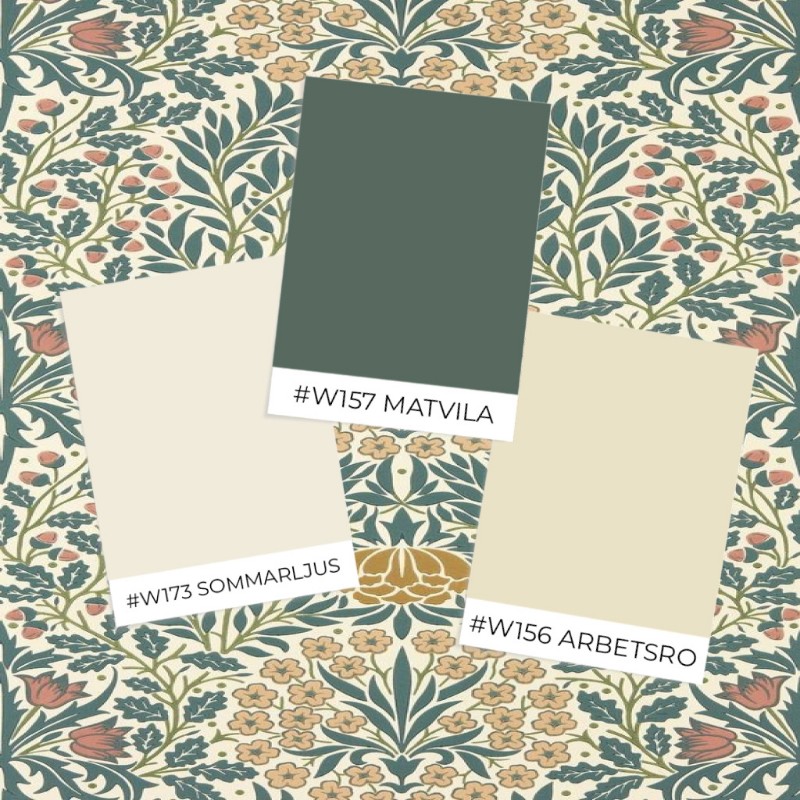 Daisy & Oak Madder/Teal - MUNW217586 wallpaper Morris & Co