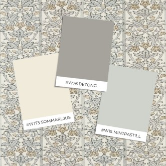 Oak & Blossom Mineral Blue/Linen - MUNW217591 wallpaper Morris & Co
