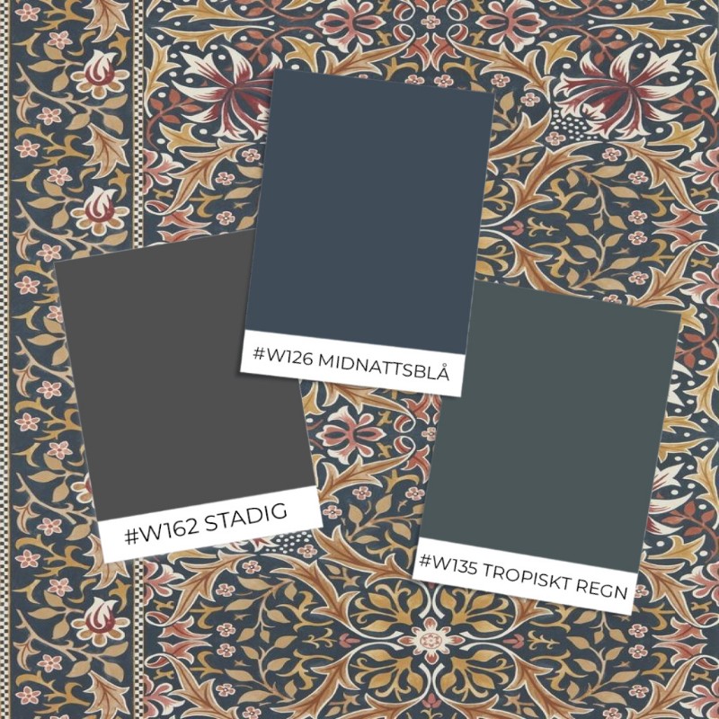 Walthamstow Indigo/Gold - MUNW217601 wallpaper Morris & Co