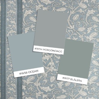 Etched Scrolling Tulip Faded Indigo - MUNW217604 wallpaper Morris & Co