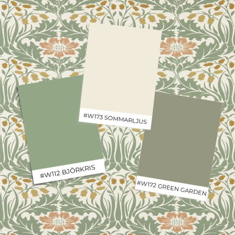 Coloring Woodbell & Anemone Rose/Sage - MUNW217573 - 07882-01 paint Morris & Co