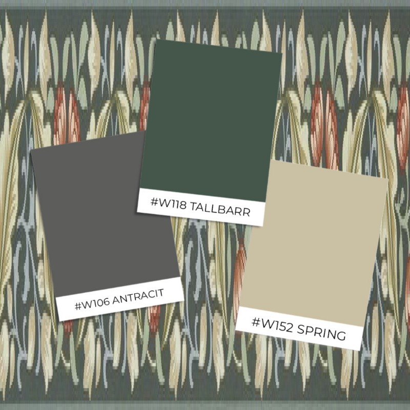 Coloring Bluebell & Peony Border Bayleaf/Manilla - MUNW217609 - 07915-01 paint Morris & Co