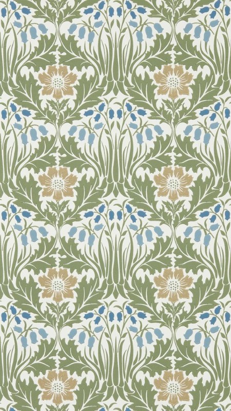 Coloring Woodbell & Anemone Woad/Nettle - MUNW217572 - 07881-01 paint Morris & Co