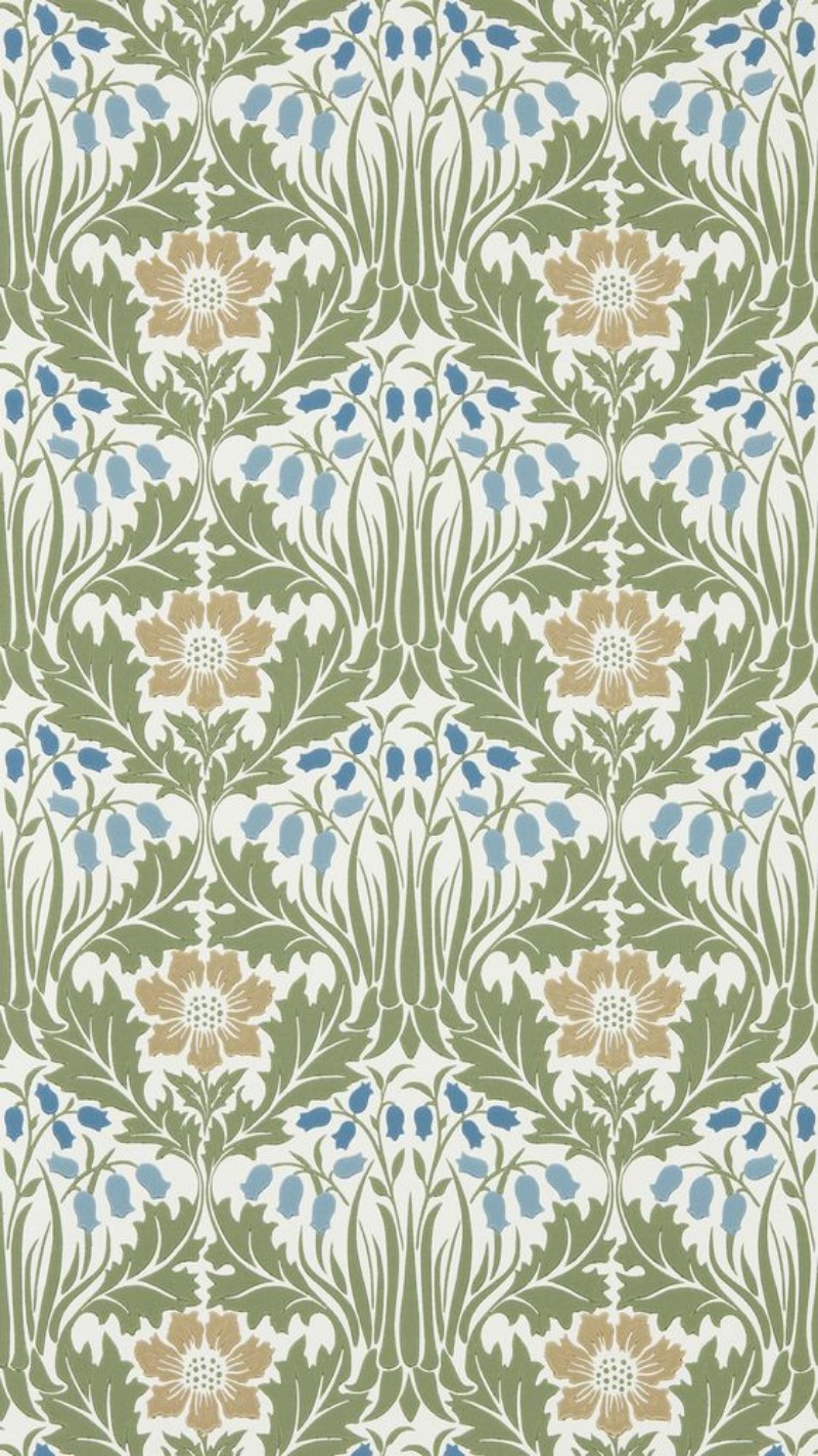 Coloring Woodbell & Anemone Woad/Nettle - MUNW217572 - 07881-01 paint Morris & Co