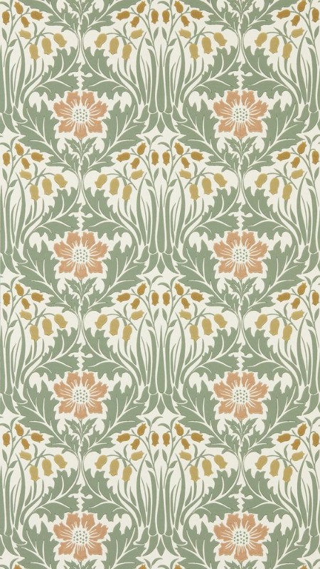 Coloring Woodbell & Anemone Rose/Sage - MUNW217573 - 07882-01 paint Morris & Co