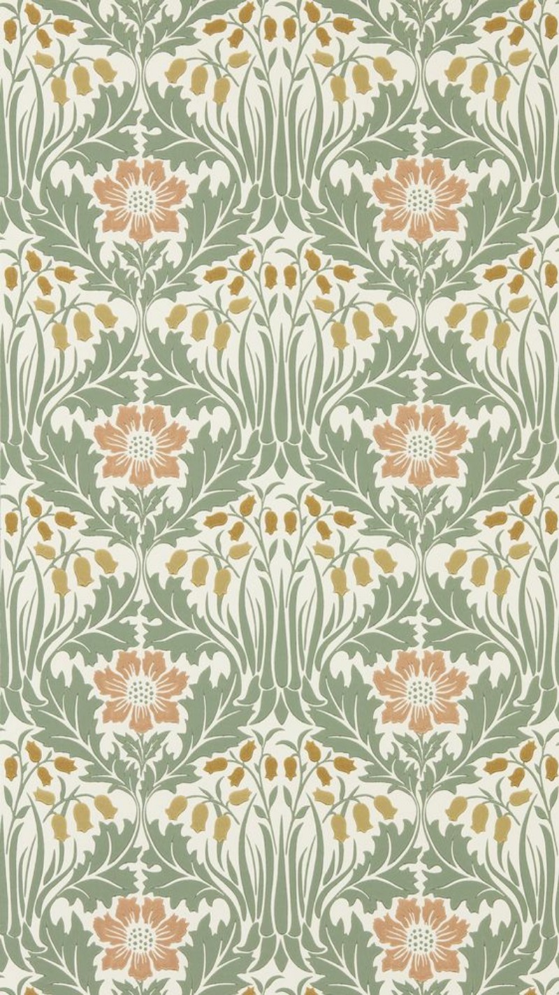 Coloring Woodbell & Anemone Rose/Sage - MUNW217573 - 07882-01 paint Morris & Co