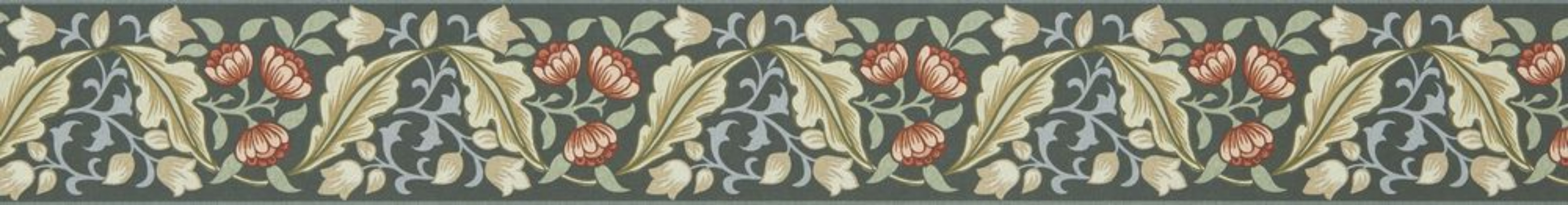 Coloring Bluebell & Peony Border Bayleaf/Manilla - MUNW217609 - 07915-01 paint Morris & Co