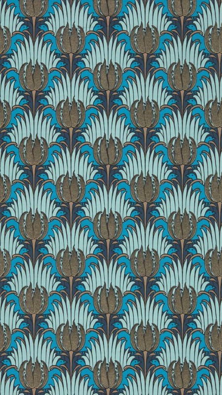 Tulip & Bird Opal & Seafoam - AARC510017 wallpaper Morris & Co