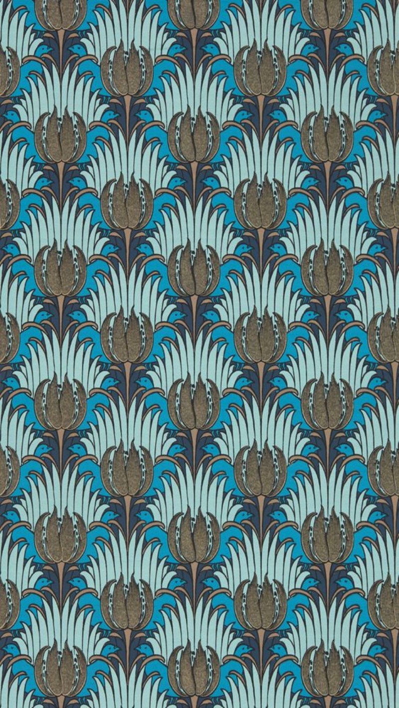 Tulip & Bird Opal & Seafoam - AARC510017 wallpaper Morris & Co