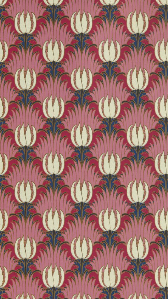 Tulip & Bird Amaranth & Blush - AARC510030 wallpaper Morris & Co