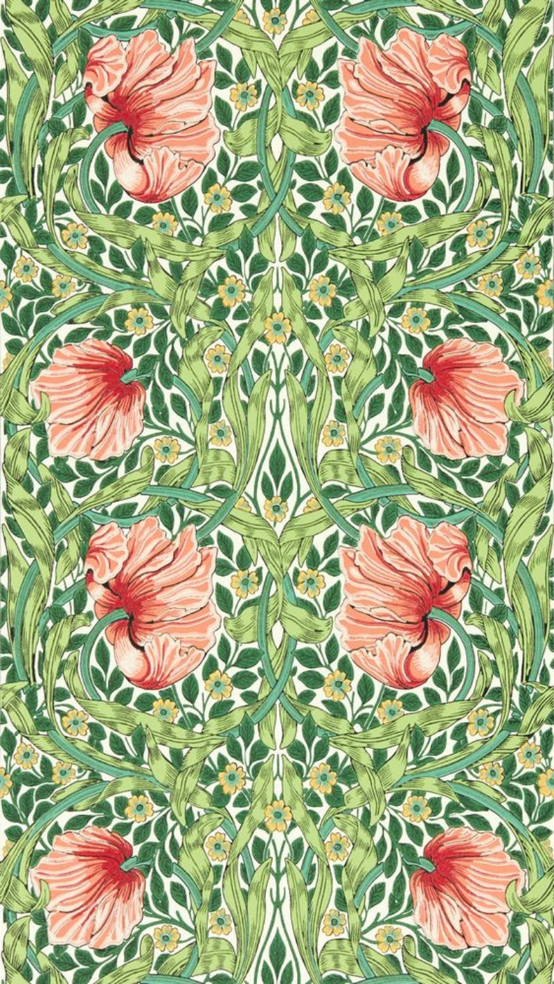Pimpernel Shamrock/Watermelon - MVOW217332 wallpaper Morris & Co