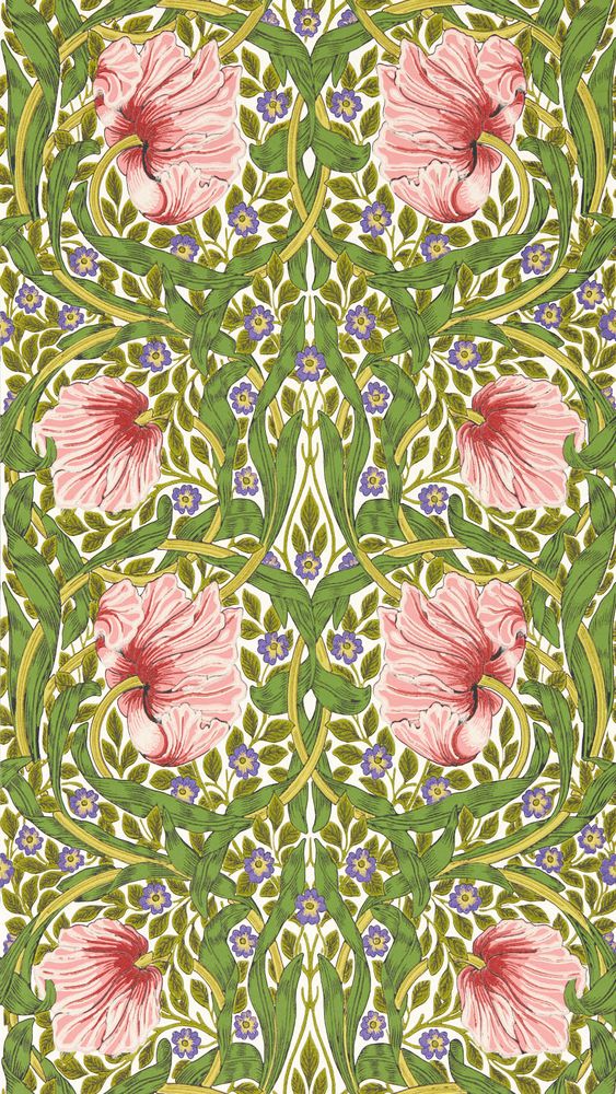 Pimpernel Sap Green/Strawberry - MVOW217333 wallpaper Morris & Co
