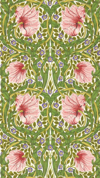 Pimpernel Sap Green/Strawberry - MVOW217333 wallpaper Morris & Co