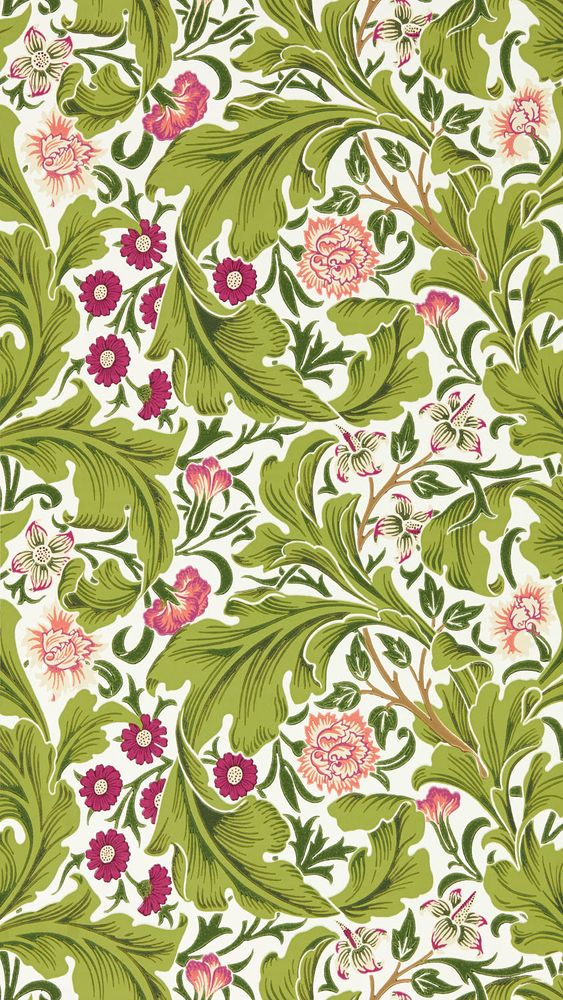 Leicester Sour Green/Plum - MVOW217334 wallpaper Morris & Co