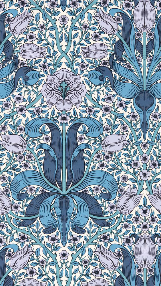 Spring Thicket Indigo/Lilac - MVOW217338 wallpaper Morris & Co