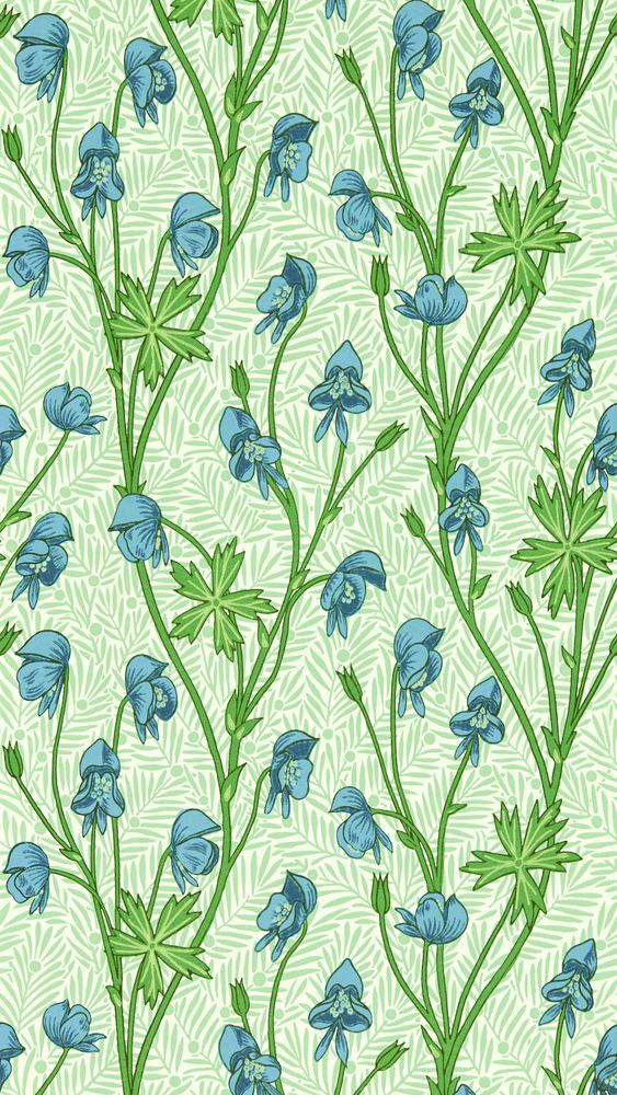 Monkshood Cobalt/Goblin Green - MVOW217343 wallpaper Morris & Co