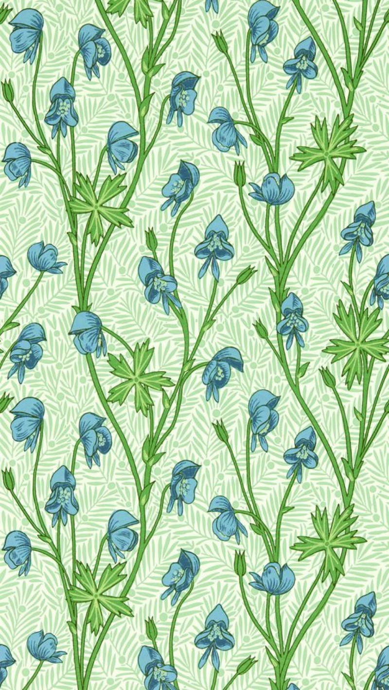 Monkshood Cobalt/Goblin Green - MVOW217343 wallpaper Morris & Co