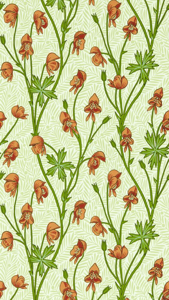 Monkshood Tangerine/Sage - MVOW217345 wallpaper Morris & Co