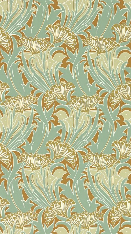 Laceflower Tobacco/Pistachio - MVOW217354 wallpaper Morris & Co
