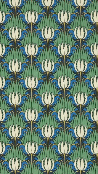 Tulip & Bird Goblin Green & Raven - AARC510016 wallpaper Morris & Co