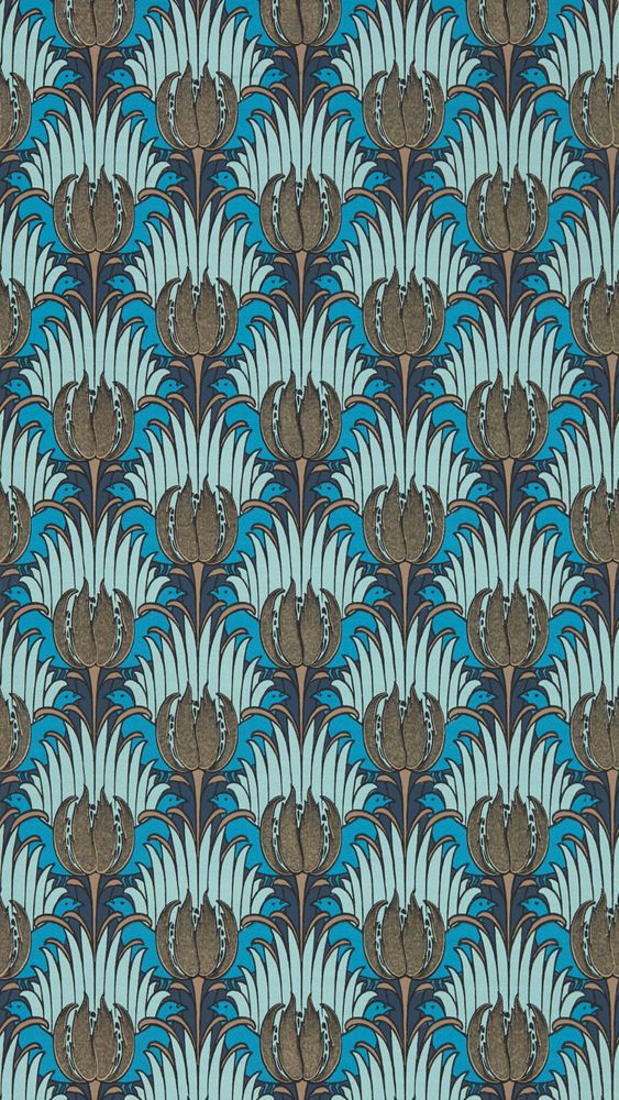 Tulip & Bird Opal & Seafoam - AARC510017 wallpaper Morris & Co