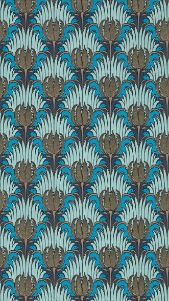 Tulip & Bird Opal & Seafoam - AARC510017 wallpaper Morris & Co